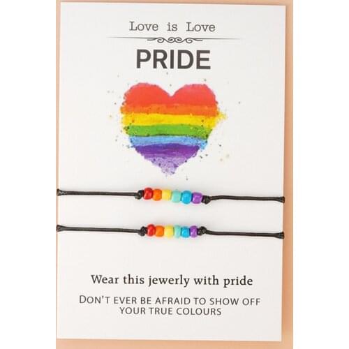 Colorful Beads Braided Bracelet with Card Gift for Lover Couple Cute Bead Adjustable Bracelet Fahsion Jewelry Accessories