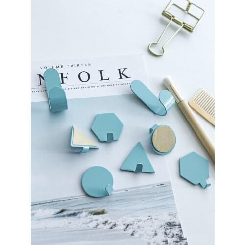 Northern European Style Creative Geometric Hook Suit Simple Wrought Iron Strong Adhesive Kitchen Bathroom Seamless Hook