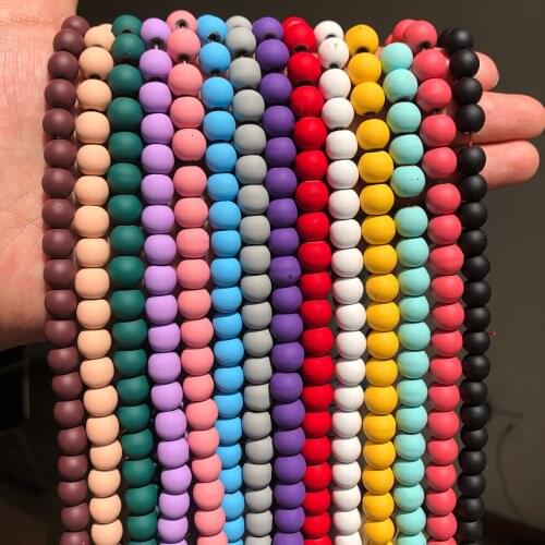 4/6/8mm Natural Matte Dark Green Hematite Stone Rubber Round Spacer Beads for DIY Bracelet Accessories Jewellery Making 15"