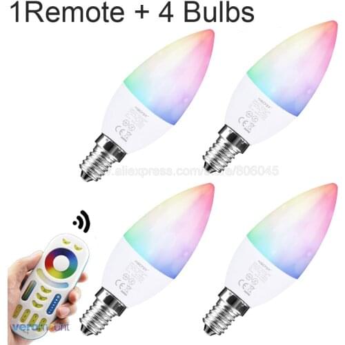 MiBoxer Dimmable 4W E14 RGB+CCT (2700-6500K) Smart WiFi LED Candel Light FUT108 2.4G RF Wireless Remote Control WiFi Control