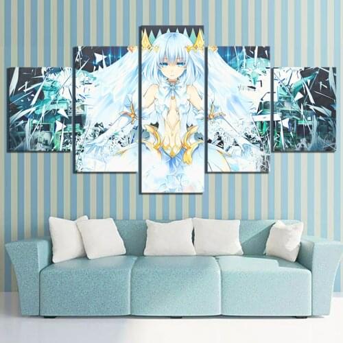 Prints Modular Poster Canvas Painting 5 Panel Anime Girl DATE A LIVE Pictures Cartoon Wall Art Home Decoration For Living Room
