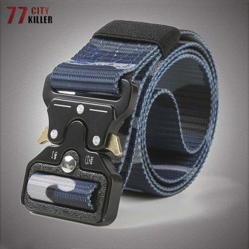 Nylon Camouflage Tactical Belt Men High Quality Outdoor Training Army Belts Male Easy Unlock Metal Military Buckle Belt 125cm