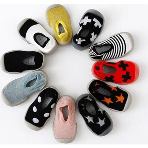 Baby Boy Socks with Rubber Soles Toddlers Shoe Sock Anti-slip Kids Girls Sock Cotton Striped Outdoor Indoor Slippers Stripe Sock