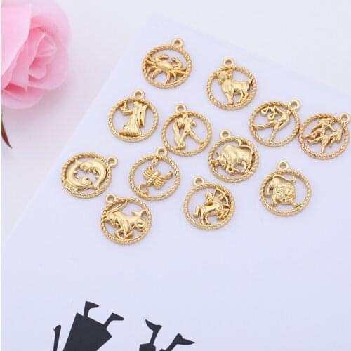 Teamer Twelve Constellations Charm Pendant Jewelry Making Cancer Pisces Taurus Chams for Necklace Gift Astrology Constellation