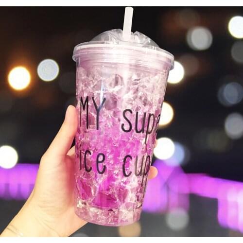 Originality Double Layers Simplicity Plastic Water Bottle With Straw Korean style Creative Sweet Mug For Milk Coffee Tea Cup