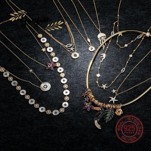 New Summer Women Jellyfish Starfish Fritillary Adjustable Zircon 925 Necklace Luxury Fashion Monaco Exquisite Jewelry Gift