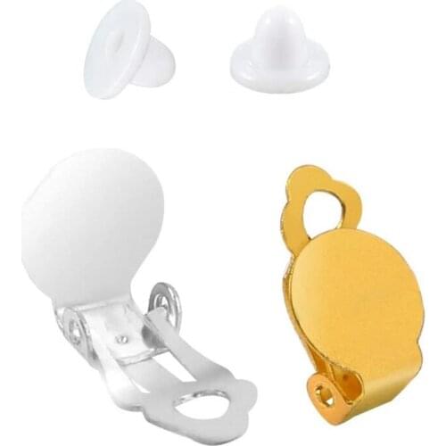 250Pc Non-Pierced Ears Flat Round Glue-on Tray Clip-on Earring Making Findings U2JF