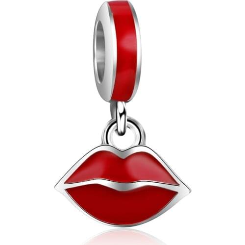 Authentic 925 Sterling Silver Glamour Kiss Flaming Lips Pendant Beads For Original Pandora Charm Bracelets & Bangles Jewelry