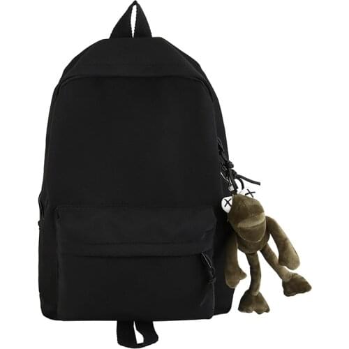 Solid Black Backpack Portable large capacity School Bag Oxford leisure Or Travel Bag Nylon Satchel White shoulder bag