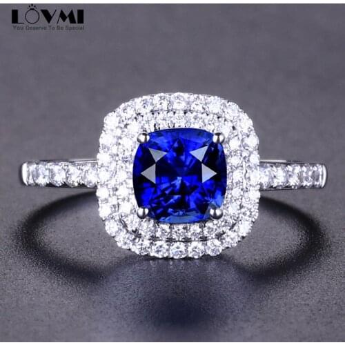 Luxury 925 Silver Woman Rings Diana Princess Sapphire Gemstone Jewelry Accessories Promise Party Adjustable Square Crystal Ring
