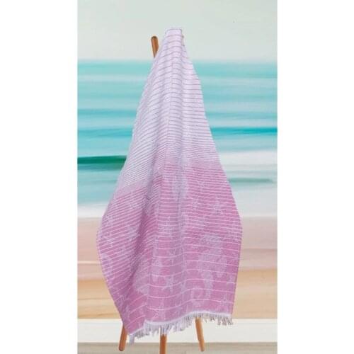 Pink Peshtemal, Beach Towel, Bath Towel, Seahorse Pattern 75x150cm