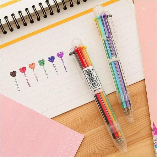 1pcs Kawaii office gel pen Creative cute six colour pattern school stationery Supplies Black ink 0.5mm Pen refill