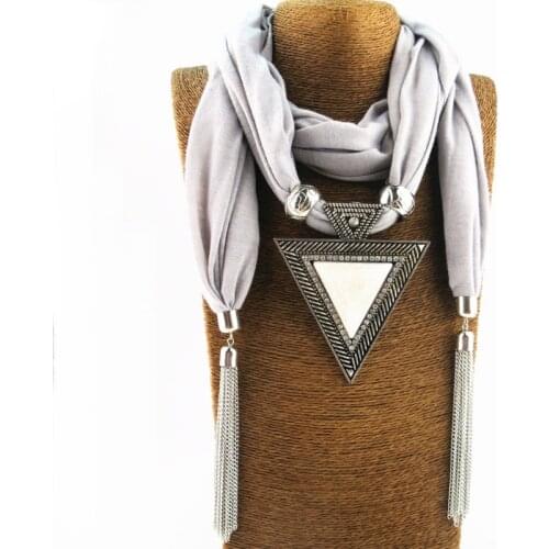 Tassle Scarf with pendant Chain Fringe Scarf Jewelry Long necklace Stone pendant Accessories Ladies Ethnic Jewelry Pendant Scarf