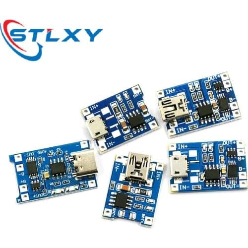 5PCS TP4056 +Protection Dual Functions 5V 1A Micro USB 18650 Lithium Battery Charging Board Charger Module TYPE-C Connector