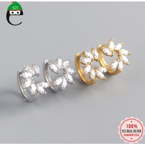 Trustdavis Minimalist 925 Sterling Silver Fashion Flower Shiny CZ Hoop Earring For Women Wedding S925 Earring Jewelry DA1130