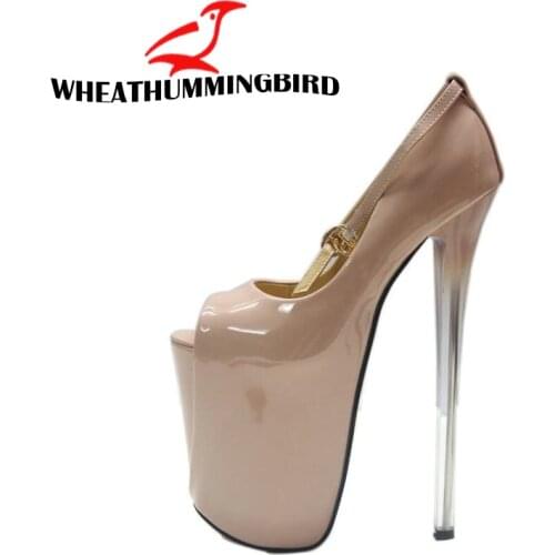19CM.16 CM.22CM BIG SIZE 34-43 Ladies Thin Heels Pumps Platform Sexy Open Toe High Heels Shoes Woman Wedding Party Shoes MC-71