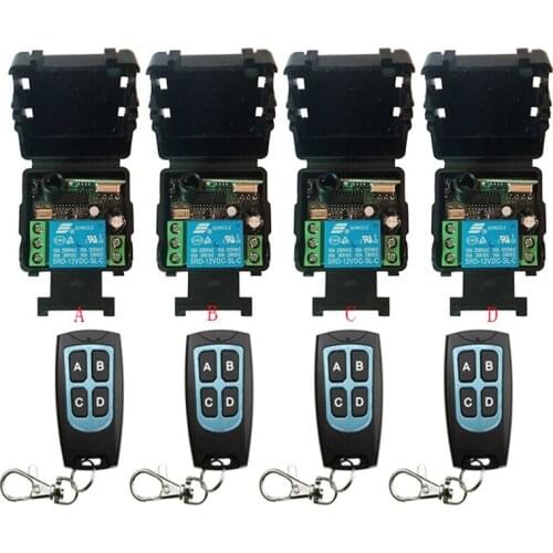 Universal DC12V 1CH 10A Remote Control Switch Relay Output Radio Receiver Module+Waterproof Transmitter Garage Door window /lamp