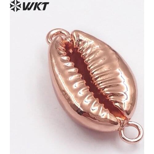 WT-JP051 Wholesale Custom Fashion Natural Tiny Shell Pendant With Full Rose Color Lovely Tiny Cowrie Shell Pendant For Jewelry