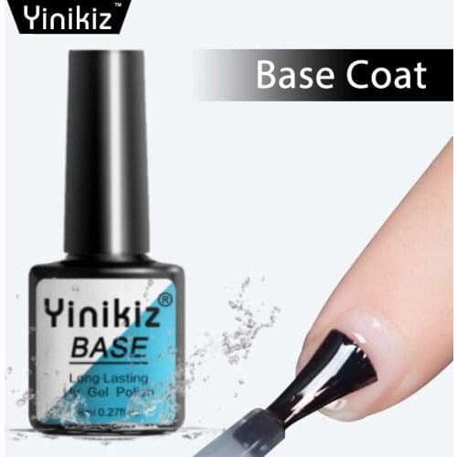 Yinikiz 8ml Top Base Coat Nail Gel Soak Off UV Nail Polish Long Lasting Primer Transparent Nail Gel Varnish