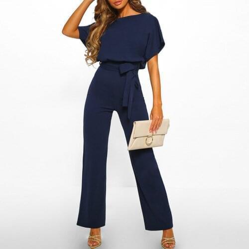 Summer Outfits For Women 2020 Women Short Sleeve Playsuit Clubwear Straight Leg Jumpsuit With Belt Combi Et Bodys Bodysuit
