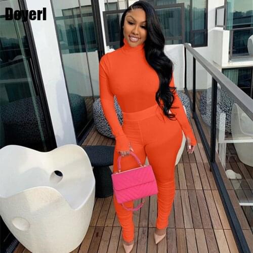 Autumn Tracksuit for Women Two 2 Piece Set Long Sleeve Top and Stacked Pants Set Sexy Bodycon 2 Piece Set Women Club Outfits