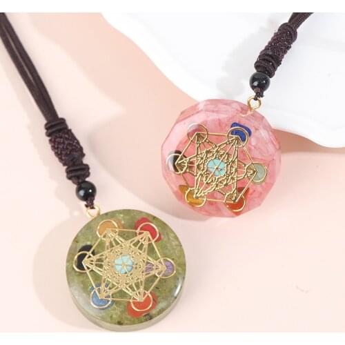 1PC New Colorful Orgonite Natural Crystal Seven Chakra Pendant Energy Necklace For Women Men Jewelry Accessories Wholesale
