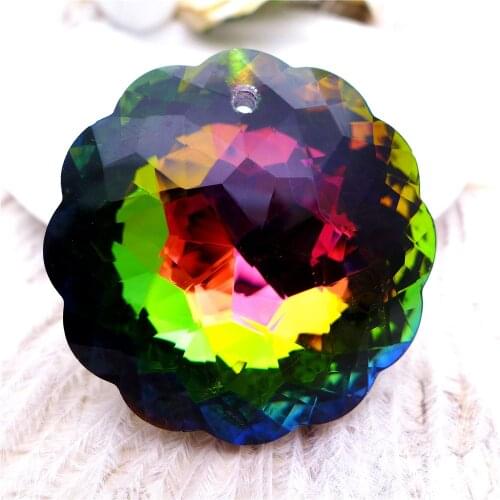 45mm Suncatcher Chandelier Glass Pendant AB Rainbow Flower Faceted Art DIY Crystal Prism Decor Hanging Ornament Lamp Parts 5 pcs