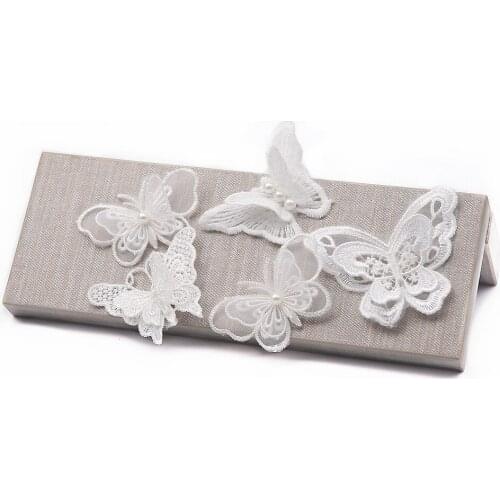 NEW 5PCS Lace Butterfly Iron on Patches for Clothing DIY Wedding Decorative Embroidery Patch Applique Clothes Stickers