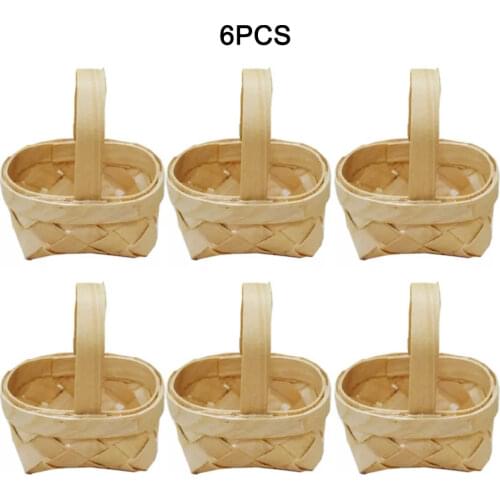 6pcs Small Fruit Rattan Weaving Storage Basket for Cosmetics Picnic Basket Organizer Kitchen Supplies Childrens Toy Gift