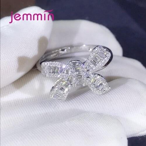 925 Sterling Silver Cute Statement Proposal Butterfly Rings For Women Wedding Band CZ Crystal Fashion Jewelry Wholesale