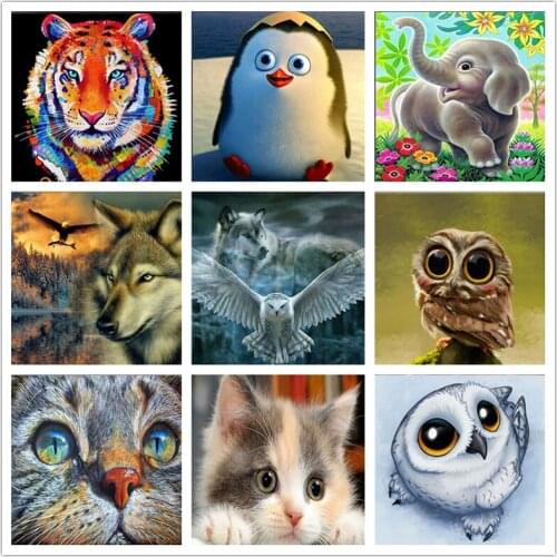 LUOVIZEM DIY 5D Diamond Painting Elephant Cat Embroidery Cross Stitch Full Square/Round Drill Animal Pattern Home Decor