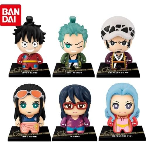 Bandai Genuine ONE PIECE Small Collections Dolls Series 4 Luffy Zoro Law Robin Tashigi Vivi Action Figure Collections Model Toys