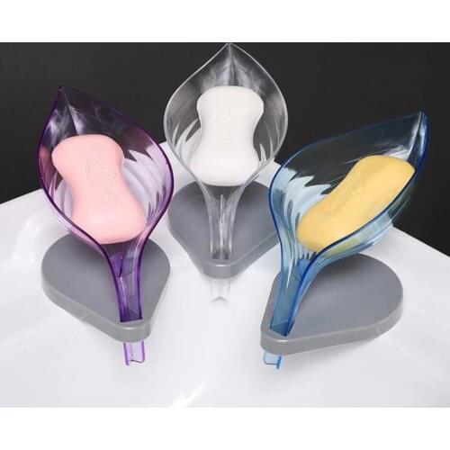 Soap Holder Soap Dish Storage Box Drain Bathroom Organizer Soap Tray Suction Cup Dry Leaf Shape Creative Home Decoration