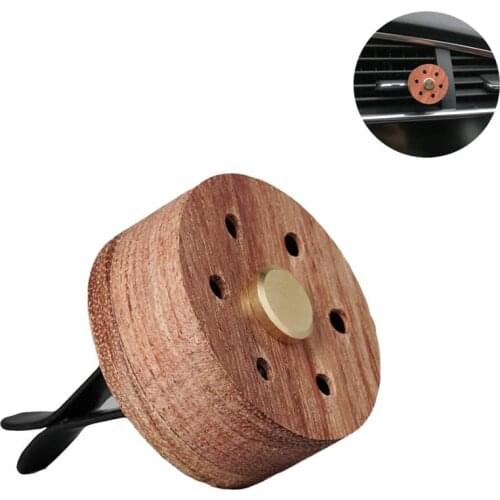 NEW-Essential Oil Diffuser For Car With Vent Clip, Wooden Stainless Steel Lava Stone Aromatherapy Diffuser Locket Mini Air Fresh