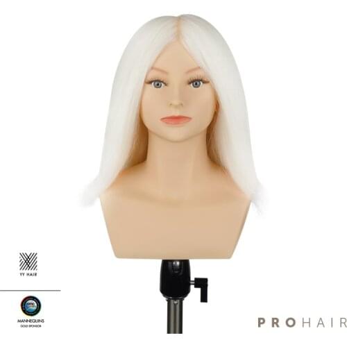 Mannequin-Head 30CM 12'' 100% White Goat Hair Competition Mannequin Head Hairdressing Mannequin Doll Head for Hairdressers