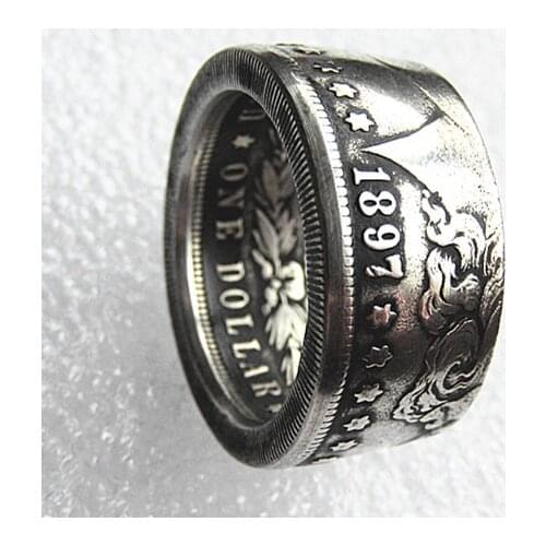 90% silver '1897' Morgan Silver Dollar Coin Ring In Sizes 8-16