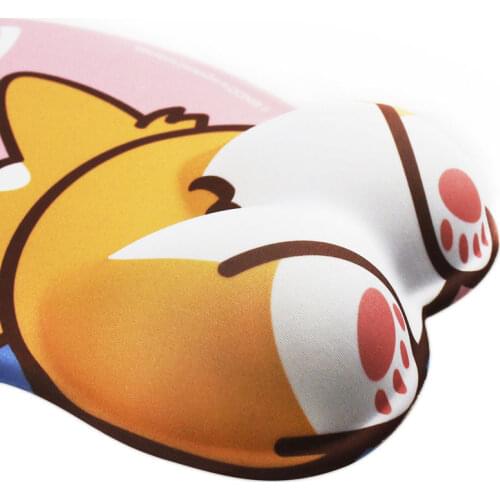 3D Corgi Mouse Pad Deskpad Mouse Mat Non Slip Silicone Anime Dog Mousepad with Wrist Rest for Office