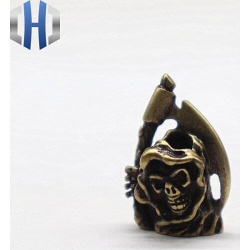 Brass Skull Knife Beads Punk Paracord Bracelet Accessories Survival DIY Copper Paracord Bead Death Scythe Knife Beads EDC