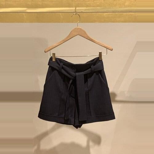 Patads French light luxury casual pants striped lace up commuter shorts versatile autumn and winter womens pants sh00080