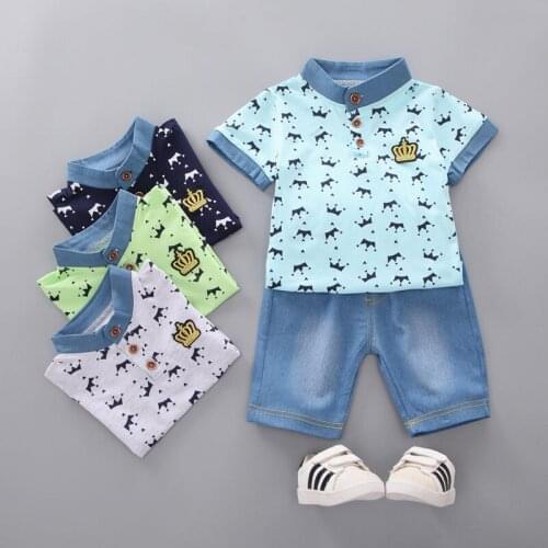 Summer Children Baby Boys Girls Clothes Cartoon Printe T-Shirt Shorts 2pcs/Set Toddler SUIT SET Cotton Clothing Infant Tracksuit