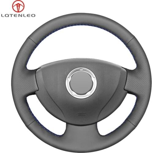 LQTENLEO Black Artificial Leather Car Steering Wheel Cover For Renault Clio 2 2001-2012 Logan Sandero Symbol Twingo 2 2009-2015
