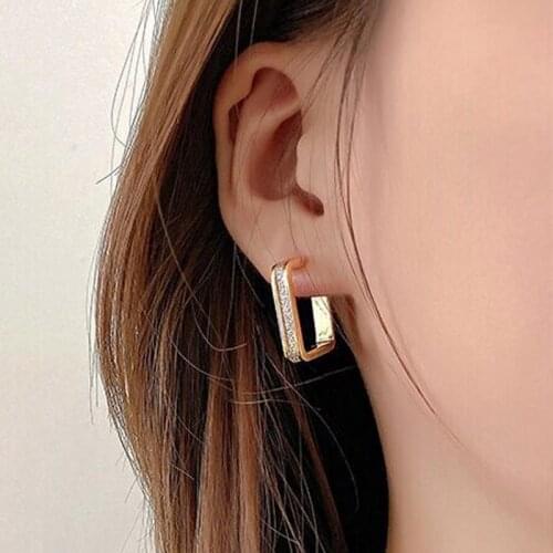 MOONROCY Trendy Earrings Dangle Rose Gold / Silver Color Geometry Simple CZ Womens Girls Gift Party Jewelry Dropshipping