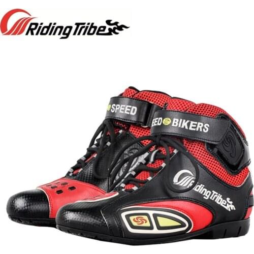 Men Woman Motorcycle Boots Microfiber Leather Anti-skid Anti-collision Breathable Motorbike Racing Protective Boot Shoes A016