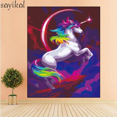 DIY Painting By Numbers With Frame Abstract Horse Animal Picture Coloring by numbers Kits Number Oil Paint By Numbers Hoom Decor