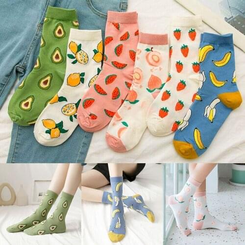Cartoon Fruit Cotton Socks Watermelon Lemon Korean Kawaii Fashion Street Autumn Winter Girl Women Harajuku Casual Socks