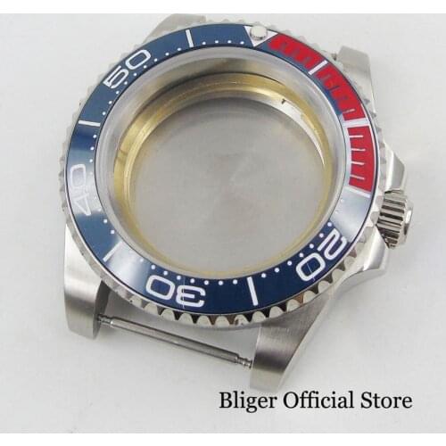 New Sapphire Crystal 40mm Silver Color Watch Case Ceramic Bezel Fit for ETA 2836 MIYOTA Automatic Movement