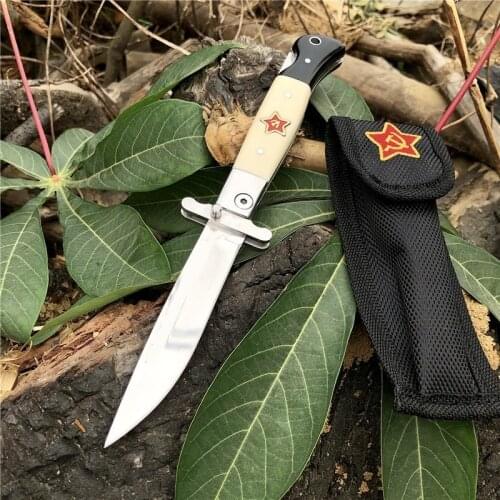 VERY STURDY Military Stainless Steel RUS Finka NKVD Pocket Folding Blade Knife Self Defense Outdoor Hunting Survival Camp Knives