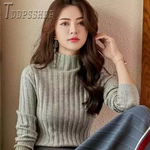 2019 Autumn New High Quality Women Sweater Stripe Slim Female Bottoming Sweaters