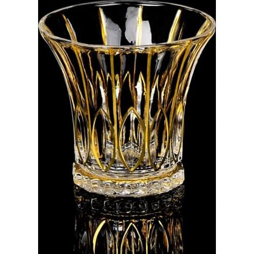 Slap-up Trace Golden Wide Rim Crystal Whiskey Glass Drink Glazen Glasses Whisky Chivas Wine Cup For Bar Vasos De Cristal Tumbler