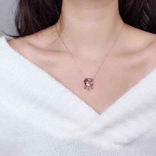 Temperament fashion China Style long life lock rose gold clavicle chain necklace plated short chain titanium steel jewelry gift